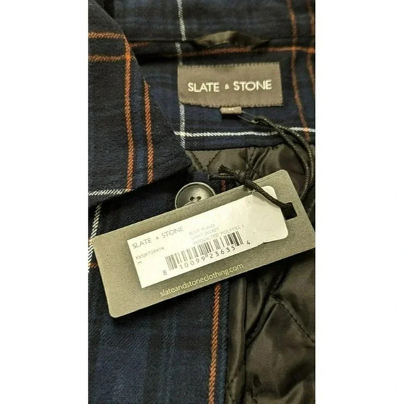 Slate & Stone Men's Blue Plaid Flannel Shirt Jacket Size M (MSRP $398) - Picture 6 of 7